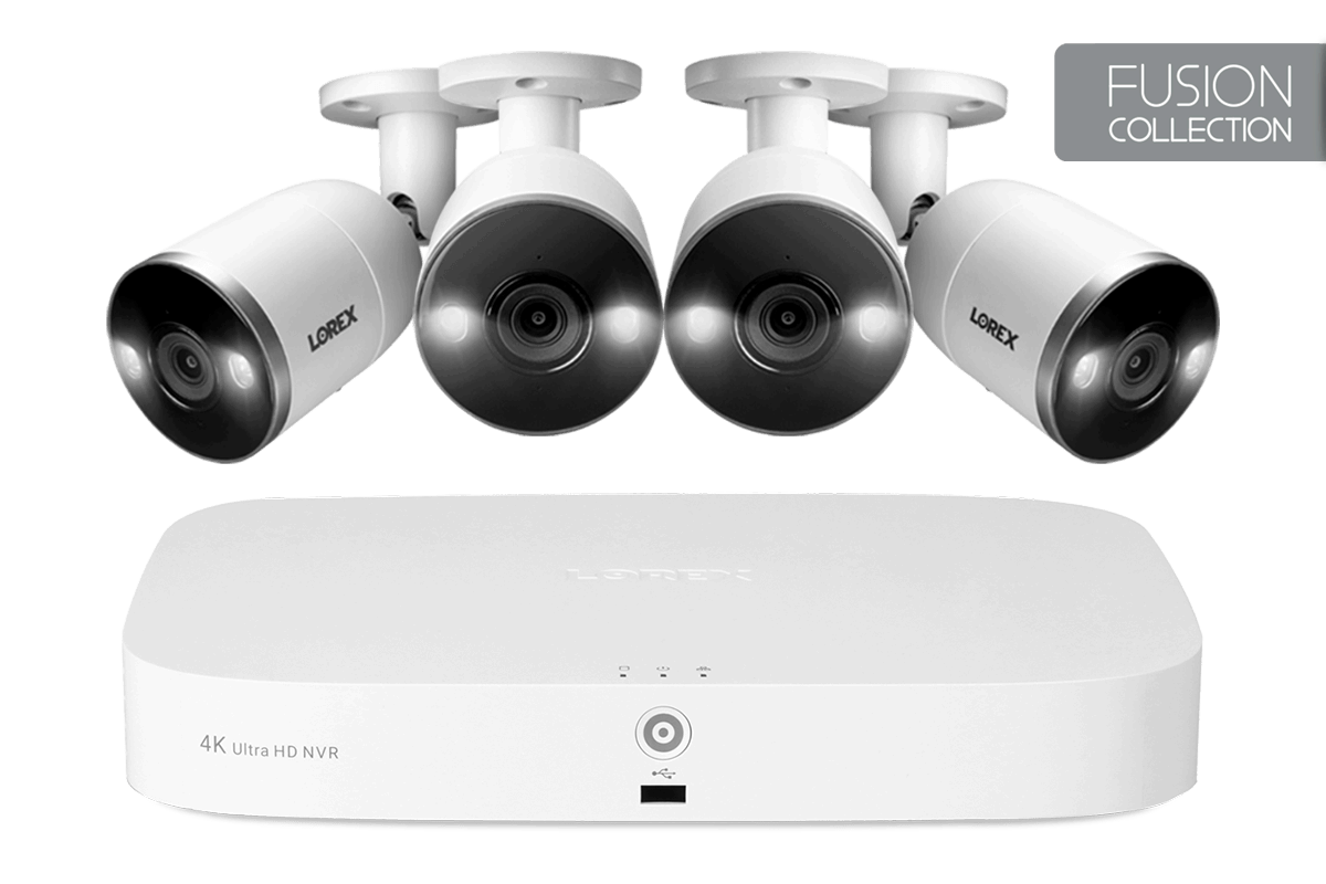 Lorex 4K NVR Security System with Smart Deterrence Cameras, Fusion Cap