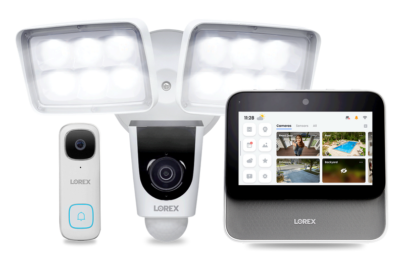 Lorex Smart Home Security Center with 2K Video Doorbell and Floodlight Camera