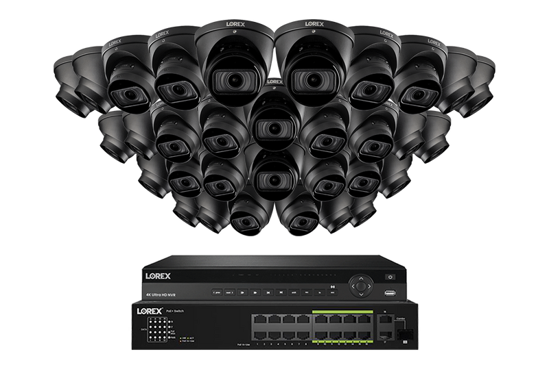 Lorex 4K (32 Camera Capable) 8TB Wired NVR System with Nocturnal 3 Smart IP Dome Cameras Featuring Motorized Varifocal Lens and 30FPS Recording