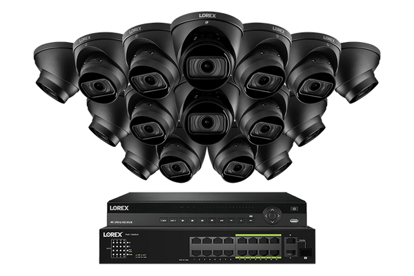 Lorex 4K (32 Camera Capable) 8TB Wired NVR System with Nocturnal 3 Smart IP Dome Cameras Featuring Motorized Varifocal Lens and 30FPS Recording