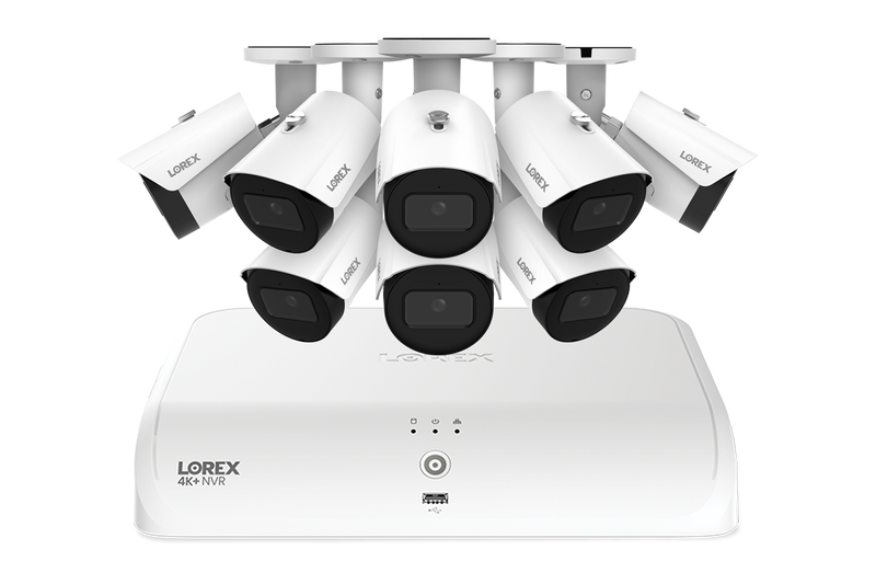 Lorex Fusion Series 4K+ 16 Channel (8 Wired + 8 Fusion Wi-Fi) 2TB Wired System with A14 Wired 2K IP Bullet Cameras - White 8