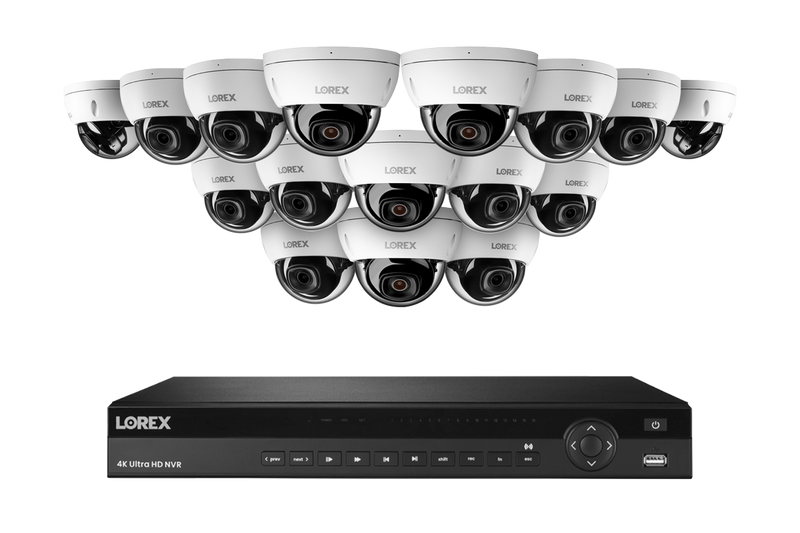 Lorex Fusion Series 4K 16 Camera Capable (Wired or Fusion Wi-Fi) 4TB Wired NVR System with 4MP (2K) A4 IP Dome Cameras - White 16