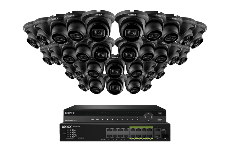 Lorex Fusion (4K 32-Camera Capable) 8TB NVR System with Bullet Cameras featuring Listen-In Audio - Black 32