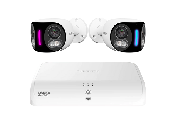 Lorex Fusion 4K 16 Camera Capable (8 Wired + 8 Fusion Wi-Fi) 2TB NVR System with Two H20 IP Dual Lens Cameras