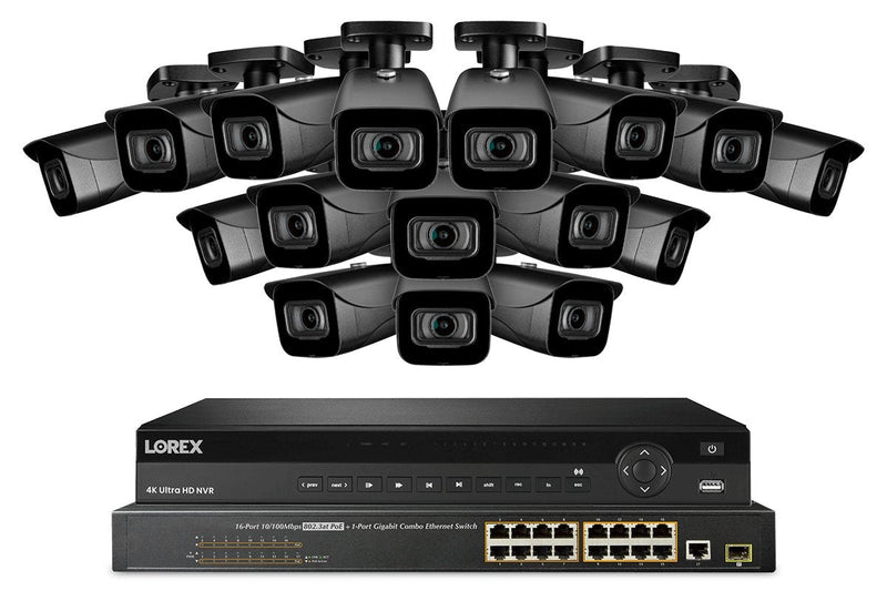 Lorex 4K (32 Camera Capable) 8TB Wired NVR System with IP Bullet Cameras