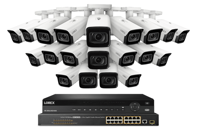 Lorex 4K (32 Camera Capable) 8TB Wired NVR System with Nocturnal 4 Smart IP Bullet Cameras Featuring Motorized Varifocal Lens, Vandal Resistant and 30FPS Recording