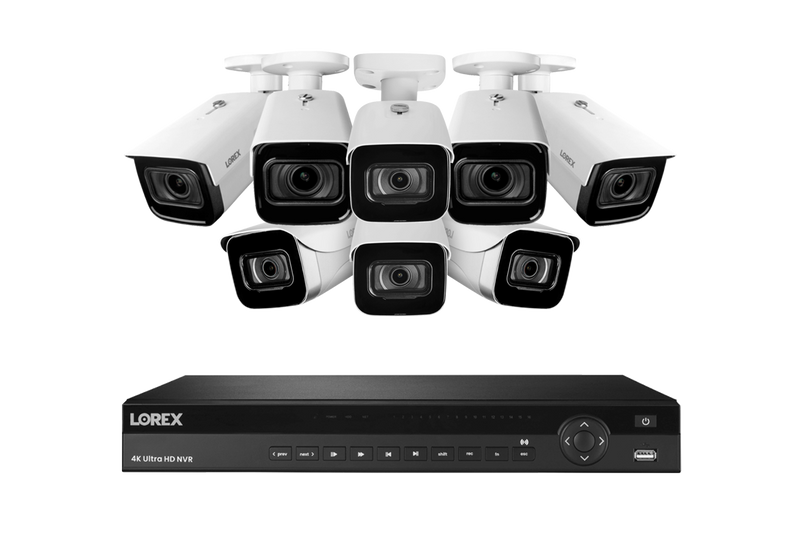 Lorex 4K (16 Camera Capable) 4TB Wired NVR System with 4 Nocturnal 3 Motorized Varifocal Lens Cameras and 4 IP Security Cameras