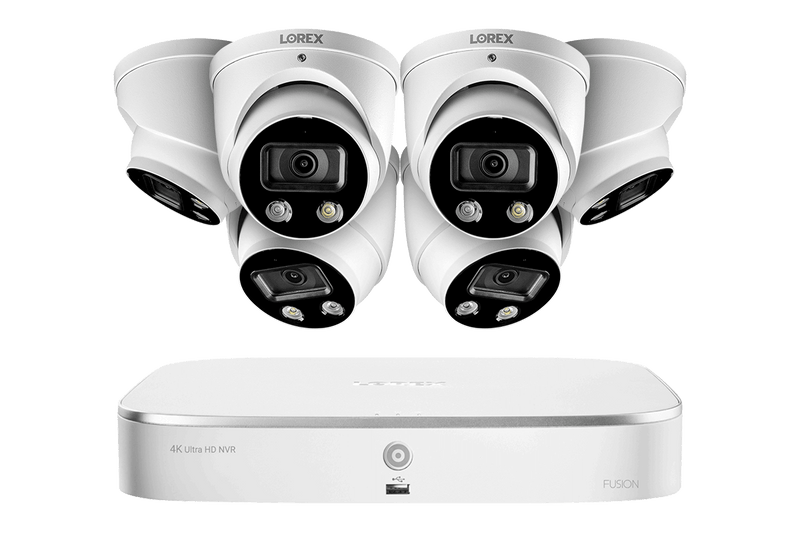 8-Channel 4K Fusion NVR System with 6 Smart Deterrence 4K (8MP) IP Dome Cameras