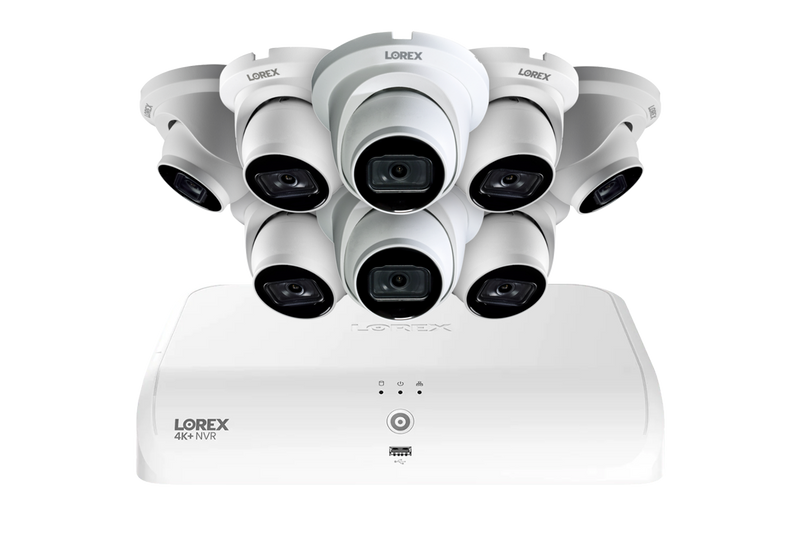 Lorex Fusion Series 4K+ 16 Channel (8 Wired + 8 Fusion Wi-Fi) 2TB Wired System with A14 Wired 4K IP Dome Cameras - White 8