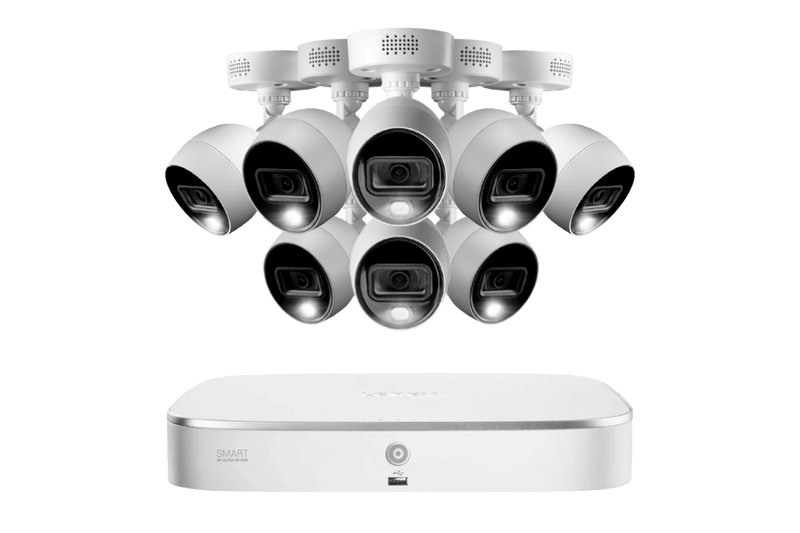 Lorex 4K 8-Channel 2TB Wired DVR System with 8 Active Deterrence Cameras