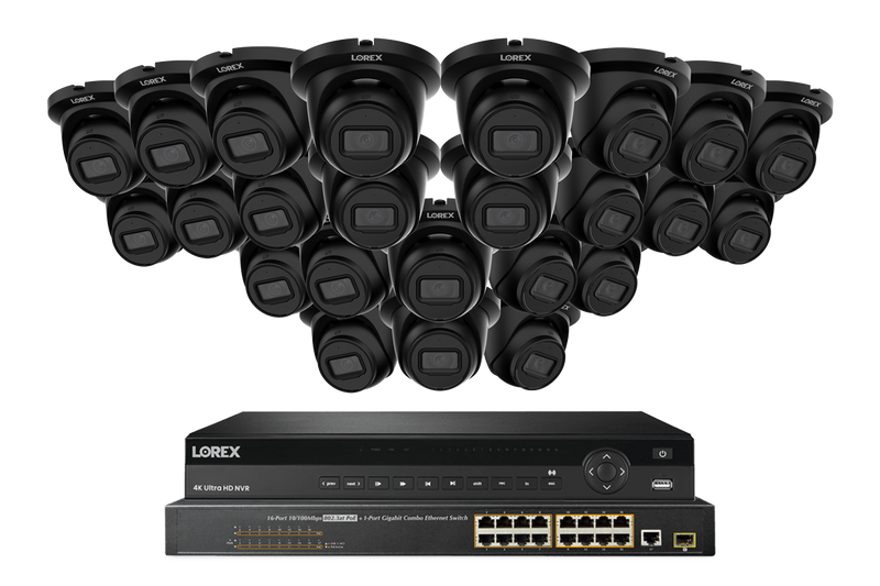 Lorex Pro Series 4K 32 Camera Capable 8TB Wired NVR System with 4MP (2K) A4 IP Turret Cameras