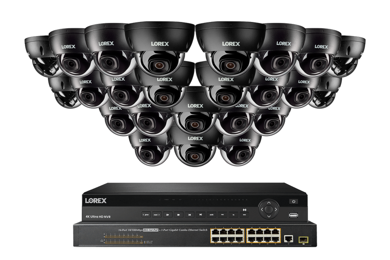 Lorex Pro Series 4K 32 Camera Capable 8TB Wired NVR System with 4MP (2K) A4 IP Dome Cameras