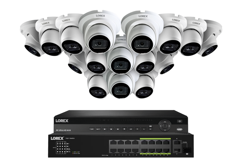 Lorex Fusion (4K 32-Camera Capable) 8TB NVR System with Bullet Cameras featuring Listen-In Audio - White 16