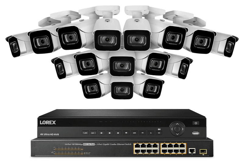 Lorex 4K (32 Camera Capable) 8TB Wired NVR System with IP Bullet Cameras