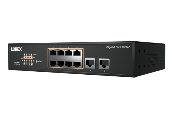 Lorex 8-Port Ethernet Gigabit Ethernet PoE+ Unmanaged Switch with 120W PoE Budget