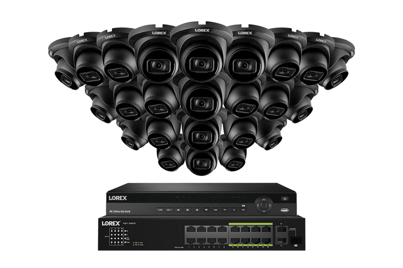 Lorex Fusion (4K 32-Camera Capable) 8TB NVR System with Bullet Cameras featuring Listen-In Audio - Black 24