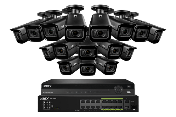 Lorex 4K (32 Camera Capable) 8TB Wired NVR System with Nocturnal 3 Smart IP Bullet Cameras Featuring Motorized Varifocal Lens and 30FPS Recording