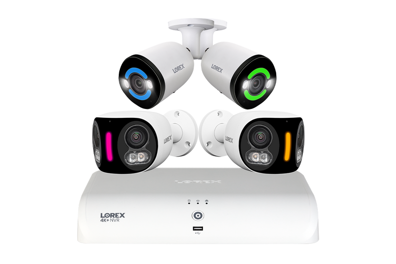 Lorex Fusion NVR with 2 H20 Dual Lens and 2 H30 (Halo Series) IP Security Cameras - 4K 16-Channel 2TB Wired System