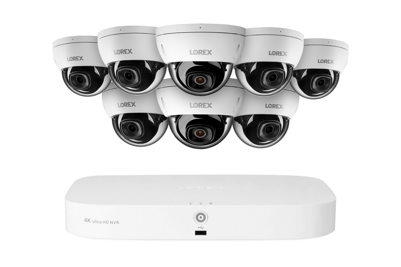 Lorex Fusion Series 4K 16 Camera Capable (8 Wired + 8 Fusion Wi-Fi) 2TB Wired NVR System with 4MP (2K) A4 IP Dome Cameras - White 8