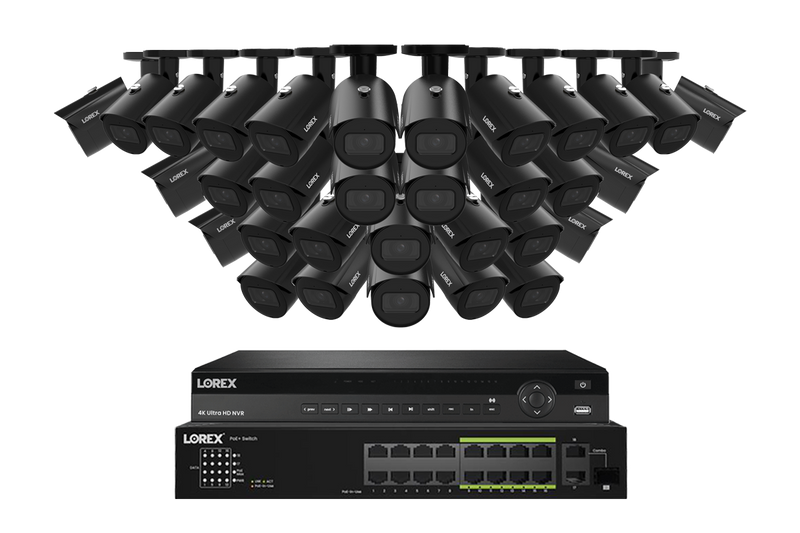 Lorex NVR with A20 (Aurora Series) IP Bullet Cameras - 4K 32-Channel 8TB Wired System - Black 32