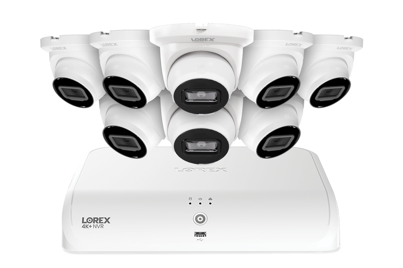 Lorex Fusion Series 4K+ 16 Channel (8 Wired + 8 Fusion Wi-Fi) 2TB Wired System with A14 Wired 2K IP Turret Cameras - White 8