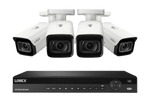 Lorex 4K (16 Camera Capable) 4TB Wired NVR System with Nocturnal 4 Smart IP Bullet Cameras Featuring Motorized Varifocal Lens, Vandal Resistant and 30FPS - White 4